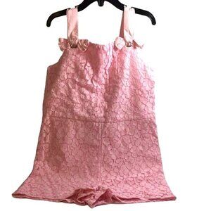 Crown & Ivy Romper Girls Size S Pink Lace New with Tags